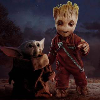 Baby Groot basketball 4K wallpaper