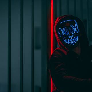 Hacker mask neon wallpaper