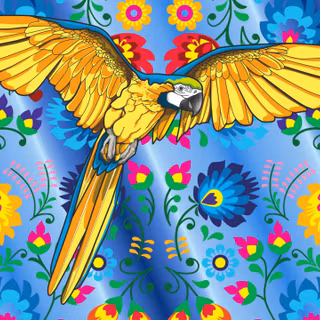 Parrots and flowers wallpaper