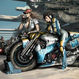 Women biker illustration wallpaper