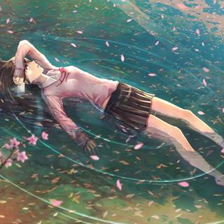 Anime girl water wallpaper