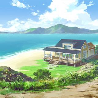 Beach villa wallpaper