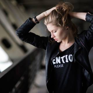 Girl black jacket wallpaper