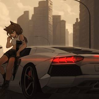 Anime and cars wallpaper