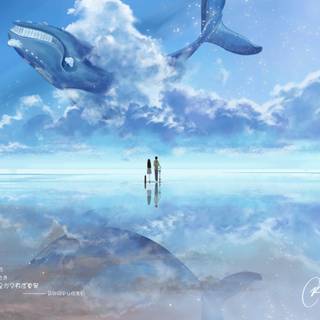 Sky whales wallpaper