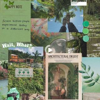 Sage green collage wallpaper