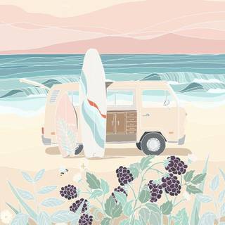 Summer aesthetic illustration wallpaper