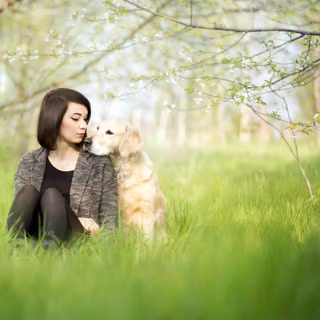 Women and dog wallpaper