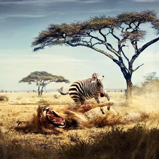 Lion hunting wallpaper