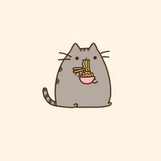 Pusheen eating wallpaper