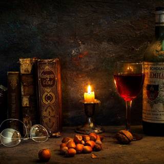 Wine and candle wallpaper