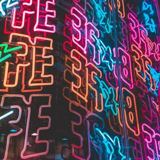 HD pink blue neon wallpaper