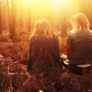 Women and sunrise wallpaper