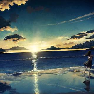 Anime summer sea wallpaper