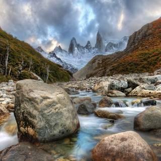 Mountains and river 4k wallpaper