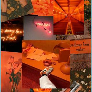 Sad orange aesthetic wallpaper