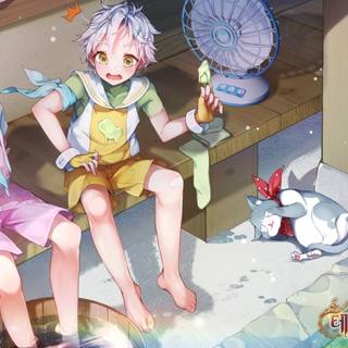 Cat anime summer wallpaper