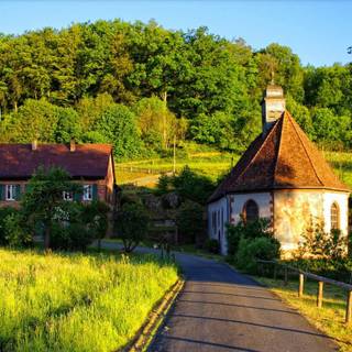 Summer rural road wallpaper