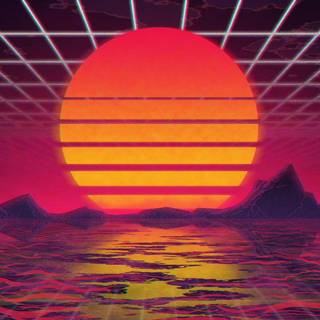 4k retro sun wallpaper