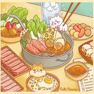 Kawaii animal food wallpaper