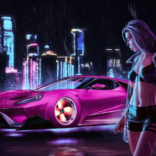 Car girl 4K wallpaper