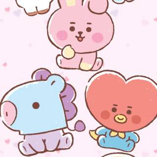 BT21 pink wallpaper
