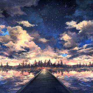 Sky reflection anime wallpaper