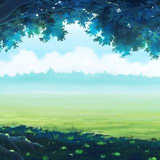 Anime grassland wallpaper