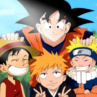 Goku with Luffy and Naruto wallpaper