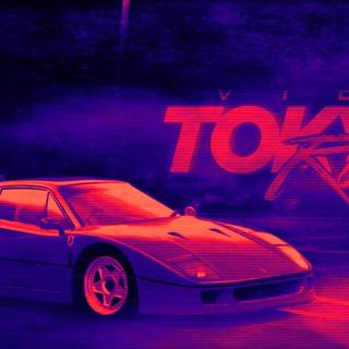 Retro sun car wallpaper