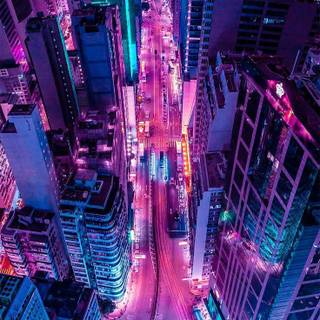 Neon anime town wallpaper