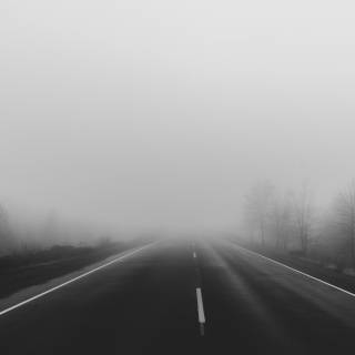 Dark road with fog wallpaper