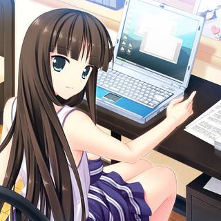 Laptop girls anime wallpaper