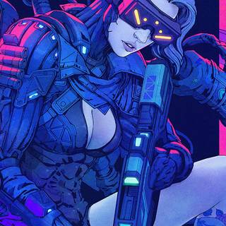 Cyberpunk girl art wallpaper