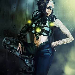 Cyberpunk girl art wallpaper