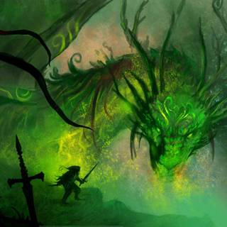 Green flame dragon wallpaper