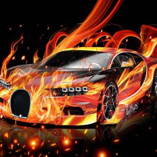Flaming cars wallpaper