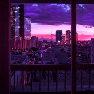 Purple Tokyo aesthetic wallpaper