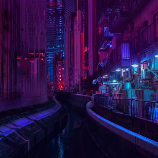 Purple Tokyo aesthetic wallpaper