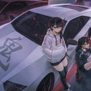 Car anime girl wallpaper