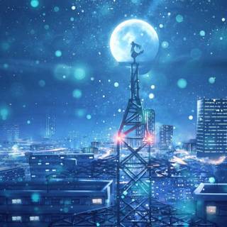 Anime night scenery wallpaper