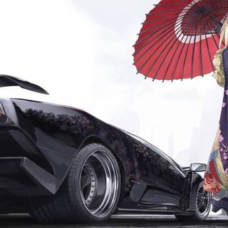 Car anime girl wallpaper