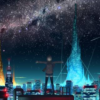 City anime night wallpaper