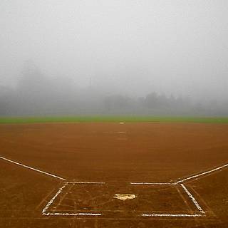 Foggy baseball field wallpaper