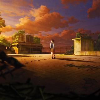 Yellow anime sky wallpaper