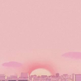 Pink anime city wallpaper