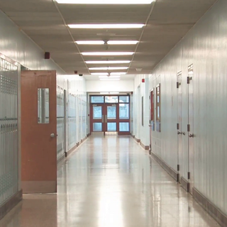 School hallway wallpaper