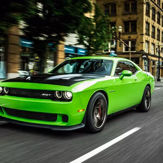 Lime green Dodge Challenger wallpaper