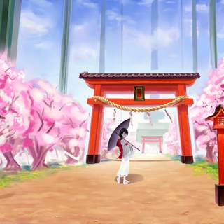 Japanese anime temple wallpaper