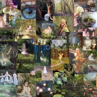 Grunge laptop collage wallpaper